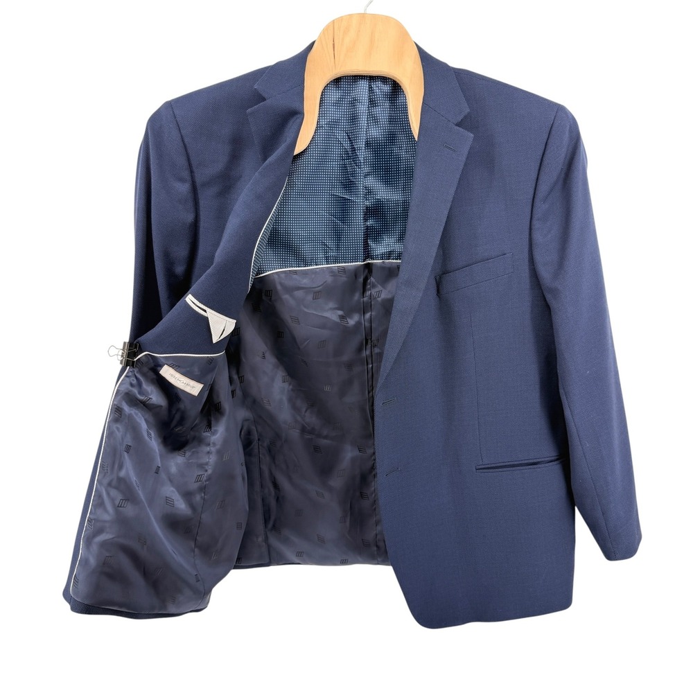 Joseph Abboud Blazer Mens 52R Pre-Owned Sport Coat Navy Blue Wool Blend Textured